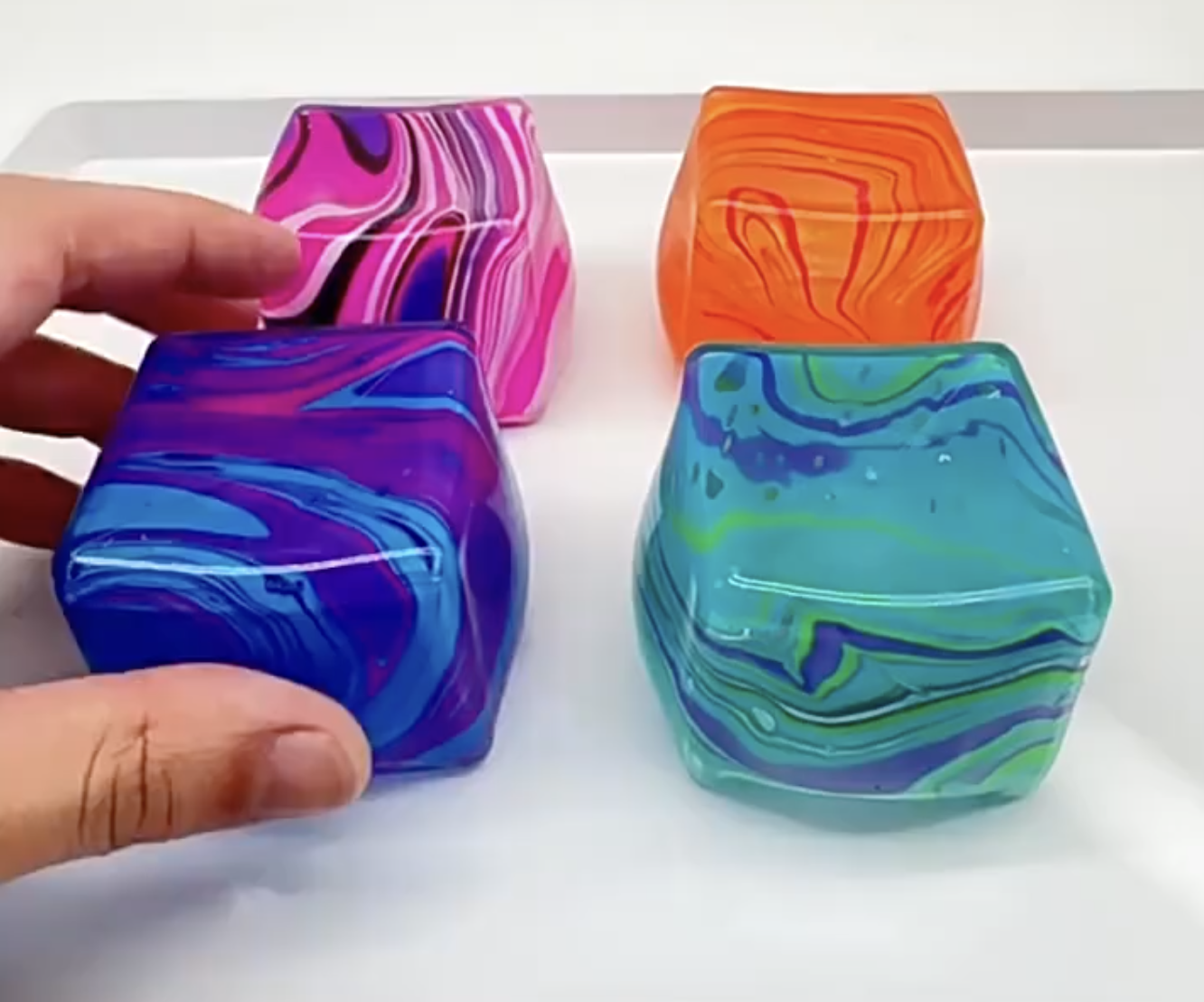 Marble swirl squishy cubes